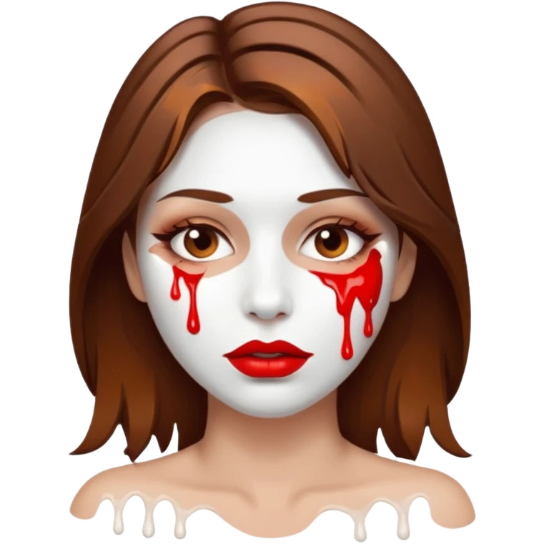 Brown Hair, Woman, white paint drip, face, hot, Sexy, lips emoji