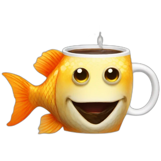 Fish drinking coffe emoji