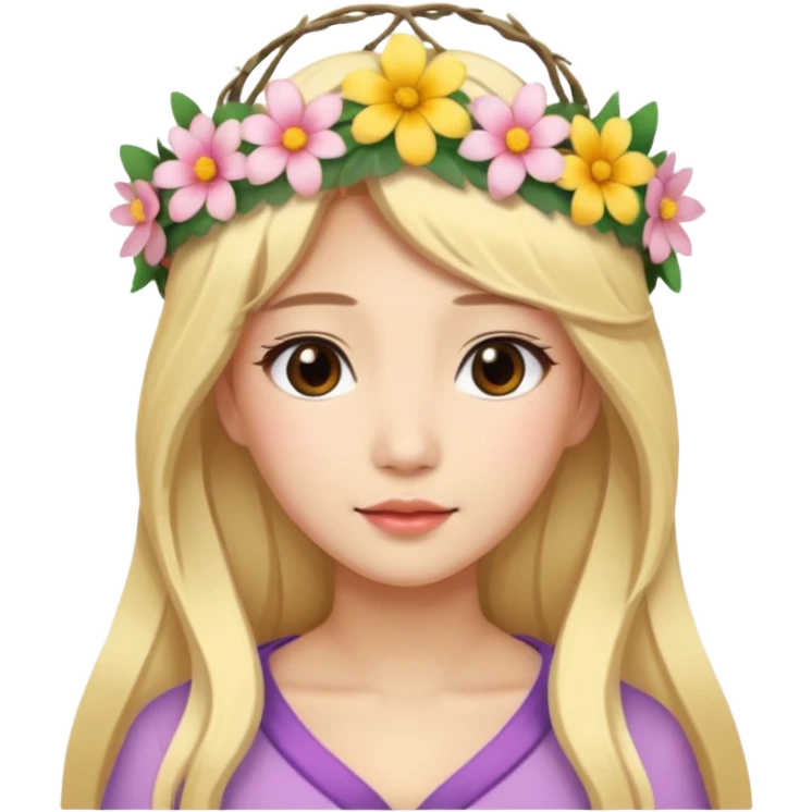 asian woman blonde flower crown long hair emoji