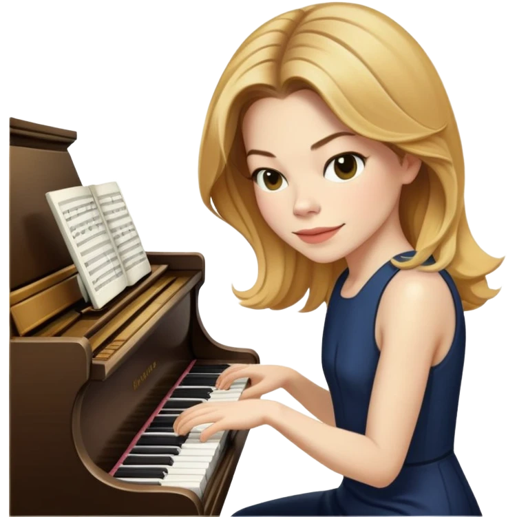 Michelle Monaghan with honey blonde hair playing piano emoji