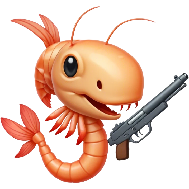 a shirmp with a face with a gun  emoji