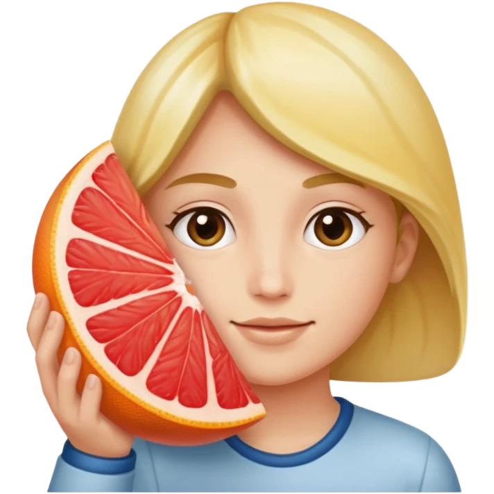 Grapefruit with fingers inside emoji