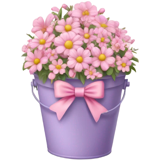 Pink pastel flower bucket with bow emoji
