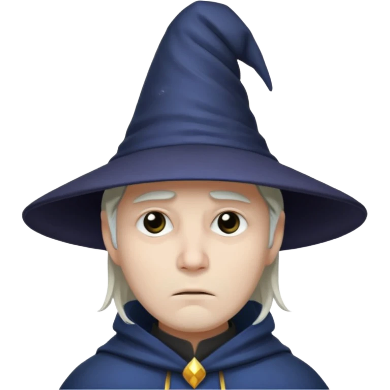Sad face, wizard hat, dark style emoji