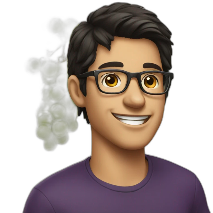Young dark haired men with glasses, throwing grapes on people emoji