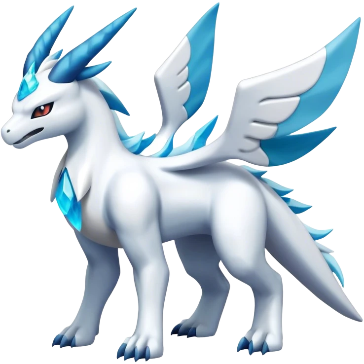 Kyurem-reshiram-Lugia-suicune-glaceon-hybrid, full body emoji