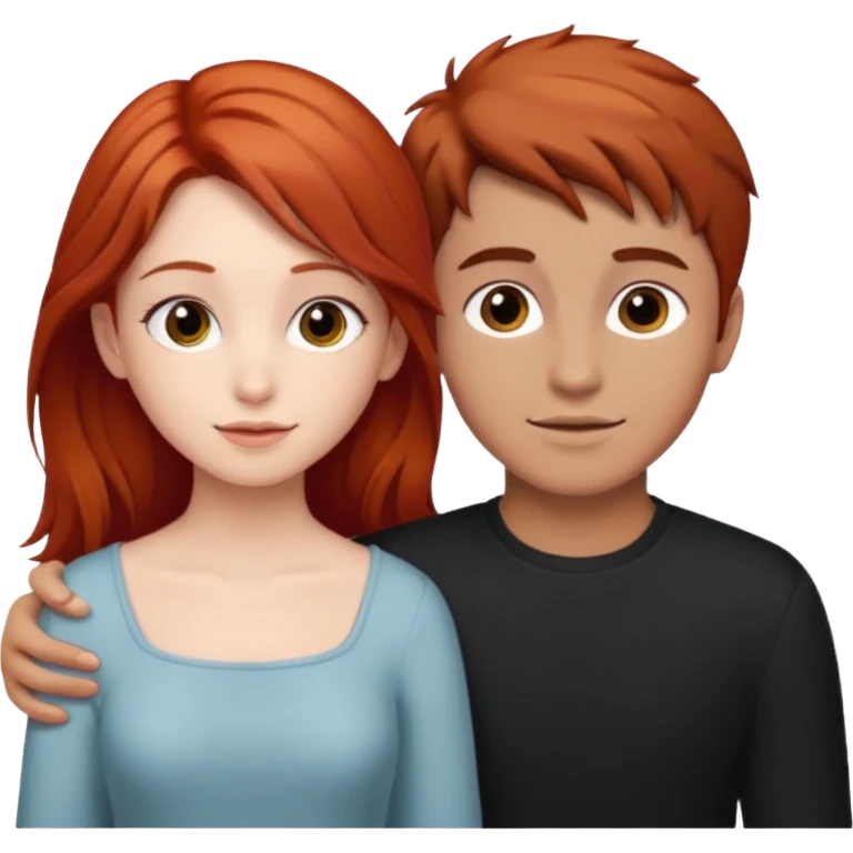 Red haired girl with brown hair boy romance emoji