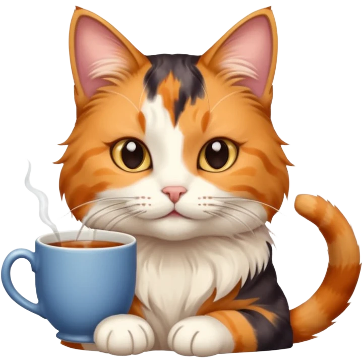 Çay içen kedi emoji