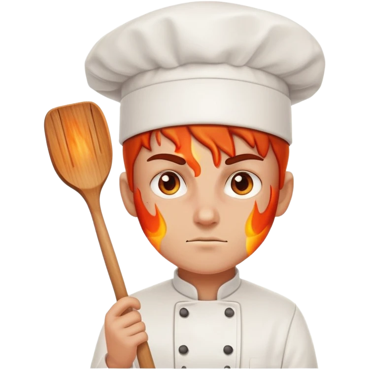 determined chef with fiery eyes, holding spatula emoji