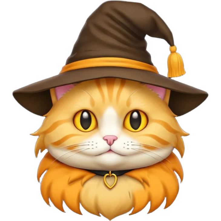 Simple yellow cat emoji wearing a sorting hat emoji