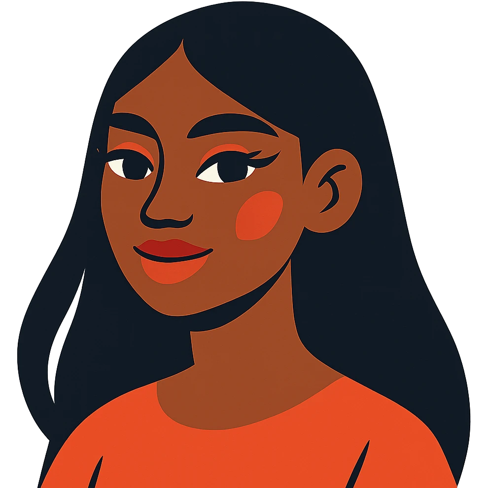 pretty girl with long black hair, button nose, brown eyes, dark skin, pretty makeup and lashes emoji