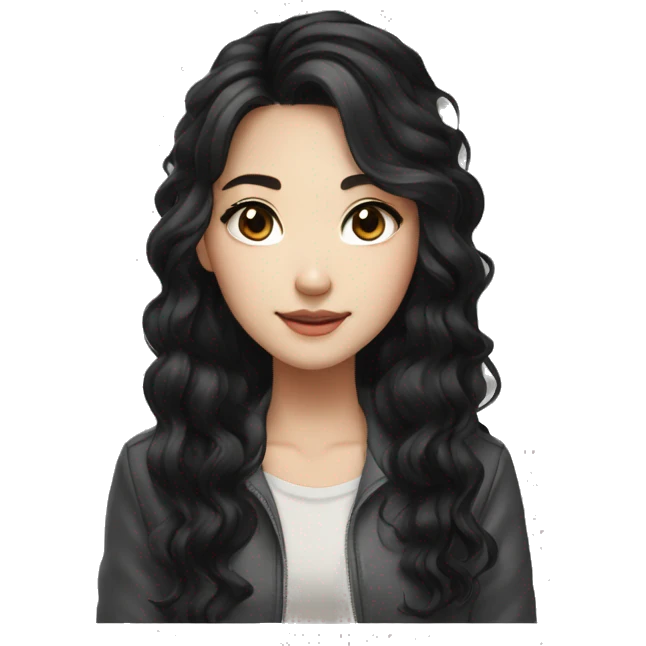 Beautiful girl,Black hair,wavy hair，long hair,Black eyes,Chinese emoji
