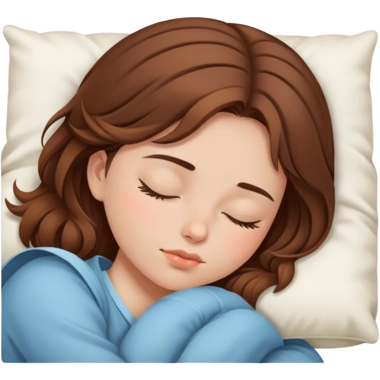 Menina de cabelos castanho dormindo aesthetic emoji