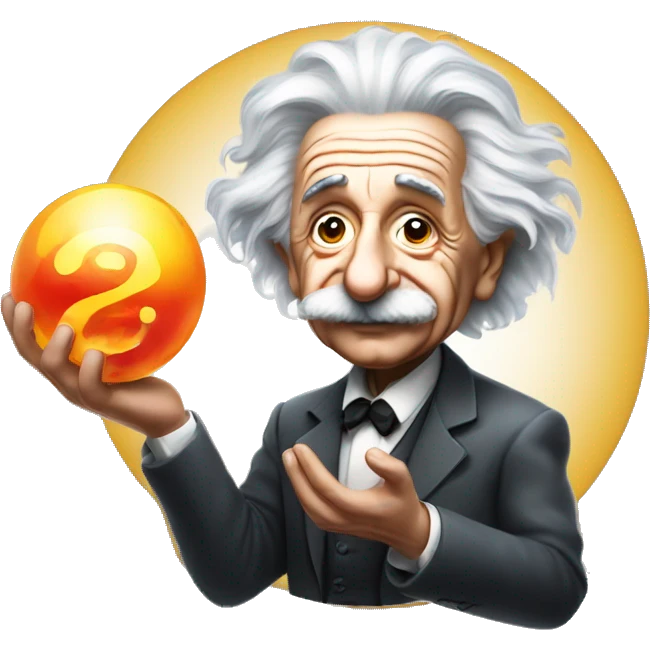 Albert Einstein holds a magic ball in his hands emoji