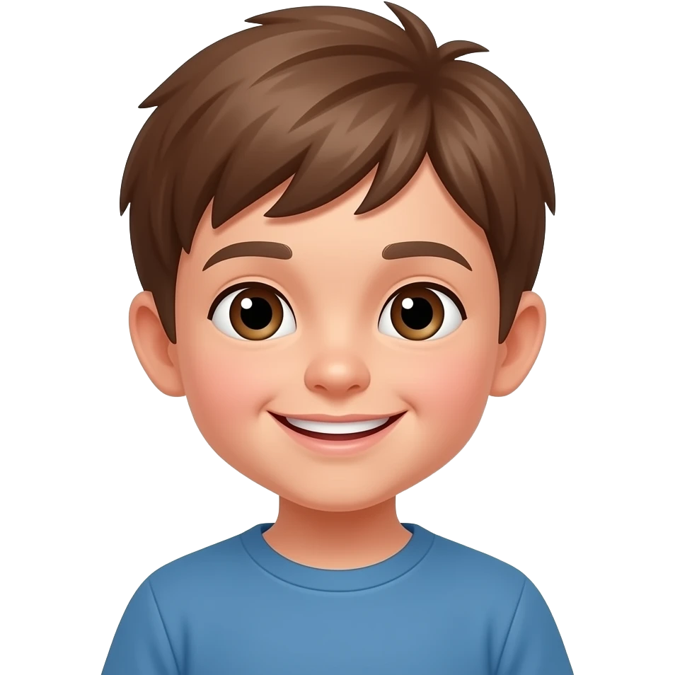 5 year old boy with light brown hair and brown eyes and smile emoji