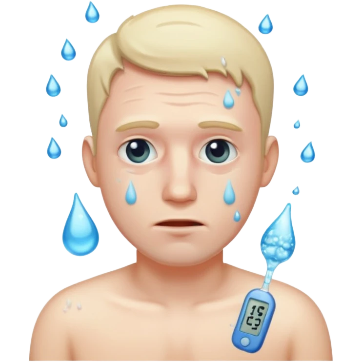 sopping wet man dying from diabetes with a sopping wet vagina emoji