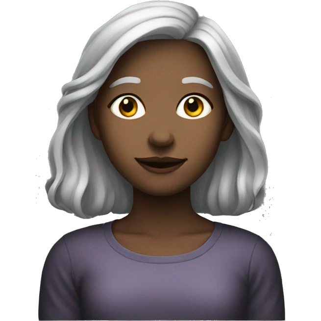 Girl with grey hair portrait on black emoji