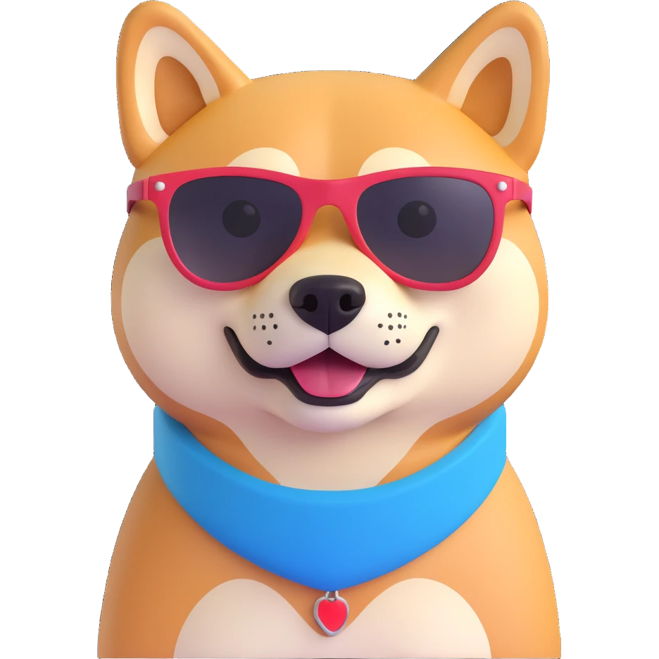 shiba inu wearing sunglasses, full body emoji