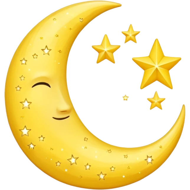 crescent moon with 3 stars around it emoji