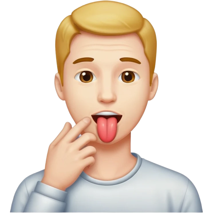 Guy holding neck with tongue out emoji