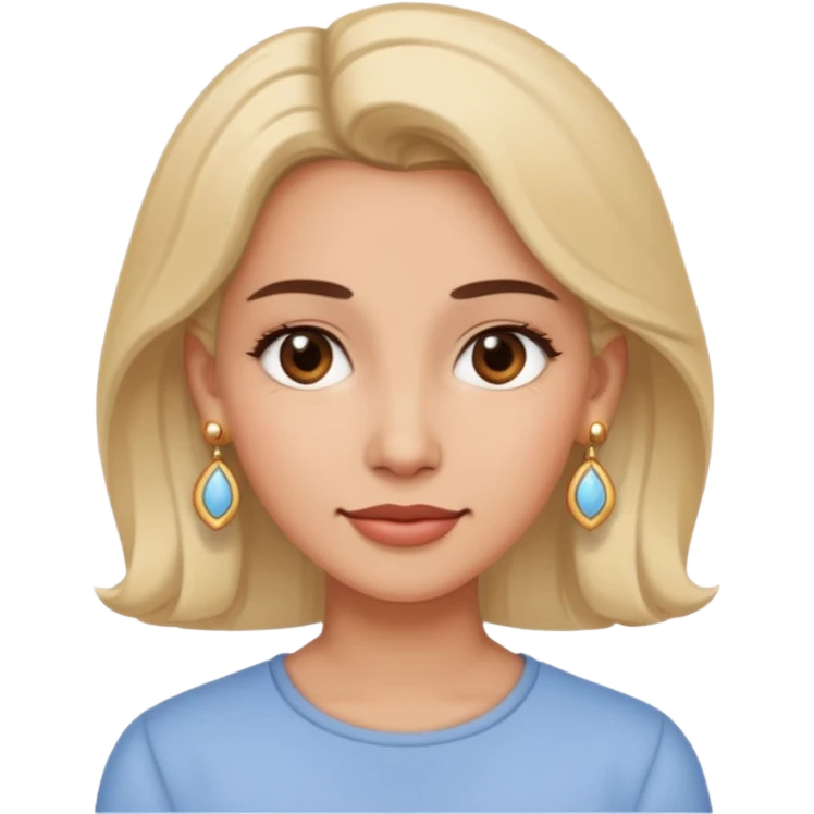 woman profile with earrings, soft colors, friendly expression emoji