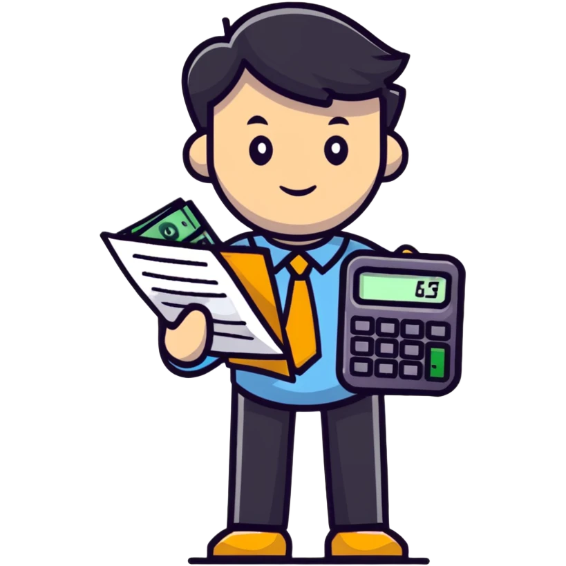 male accountant with calculator and financial documents emoji