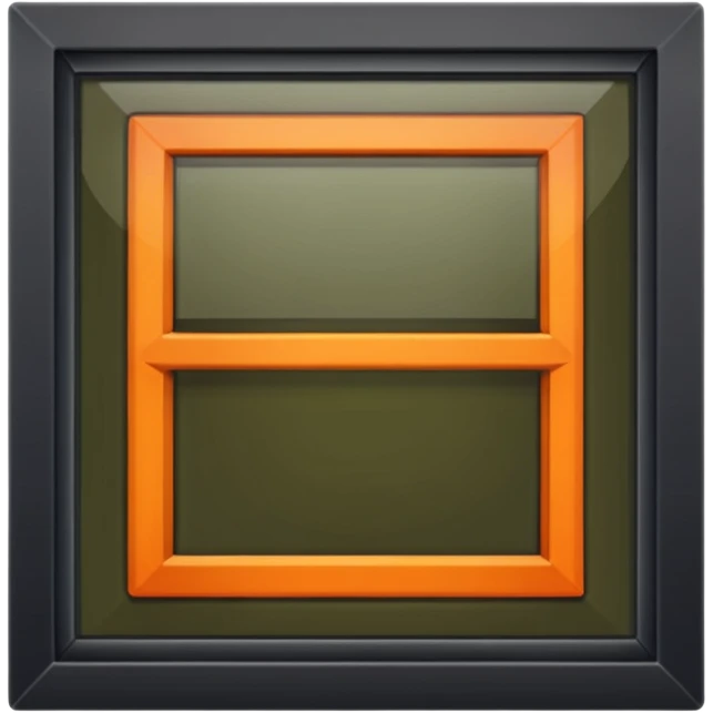 Dark olive orange open upfront look of a window. emoji