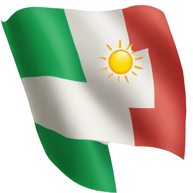 Red white green flag with a sun in the middle emoji