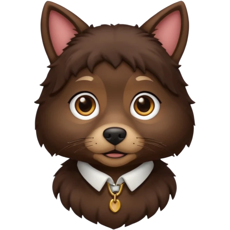 Toto from The Wizard of Oz with dark brown fur, brown collar emoji