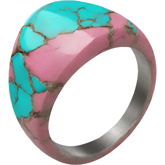 Realistic isolated cracked pink stoned western turquoise ring. emoji