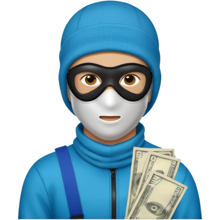 young man with a skimask doing a Money spread emoji