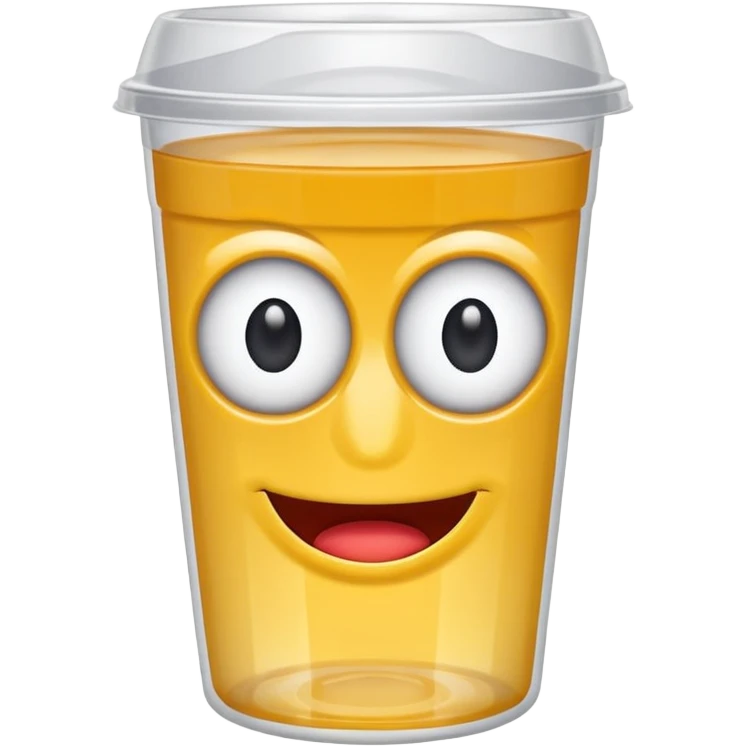 drink in a platic cup, the cup has eyes and mouth emoji