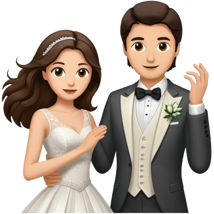 Wedding dance brunette woman and brunette man with medium length hair emoji