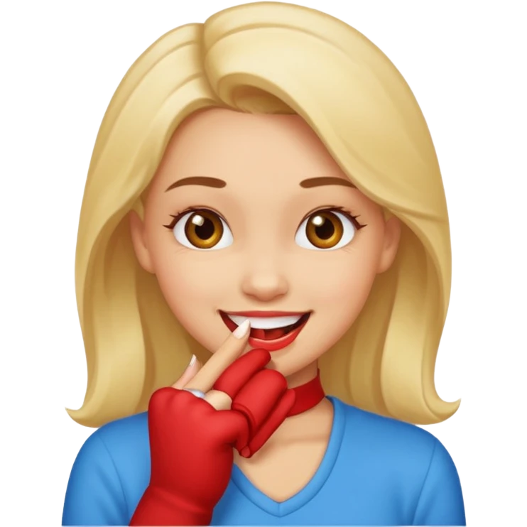 flirty biting nail while smirking girl emoji