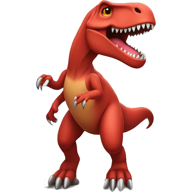 red t-rex with flowers emoji