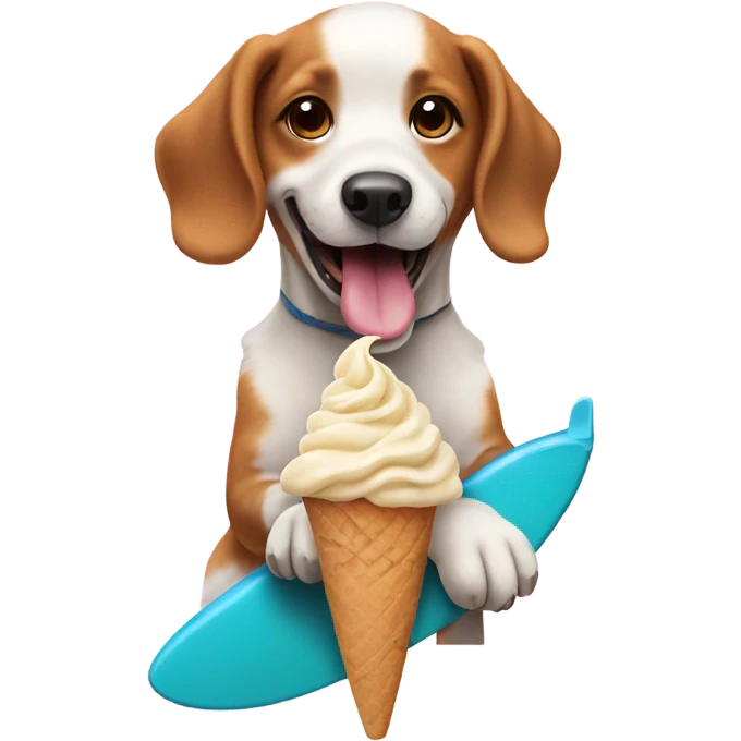 dog surfing eating ice cream emoji