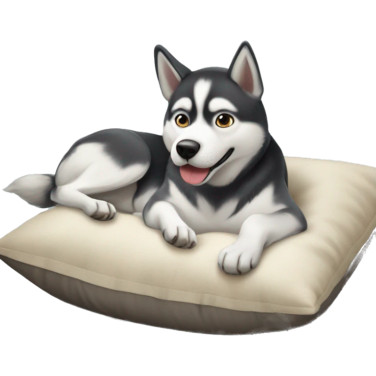 Husky dog lay on a pillow emoji