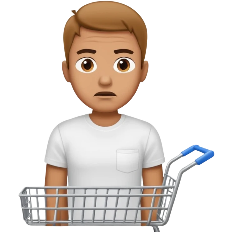 A man with an empty supermarket cart emoji