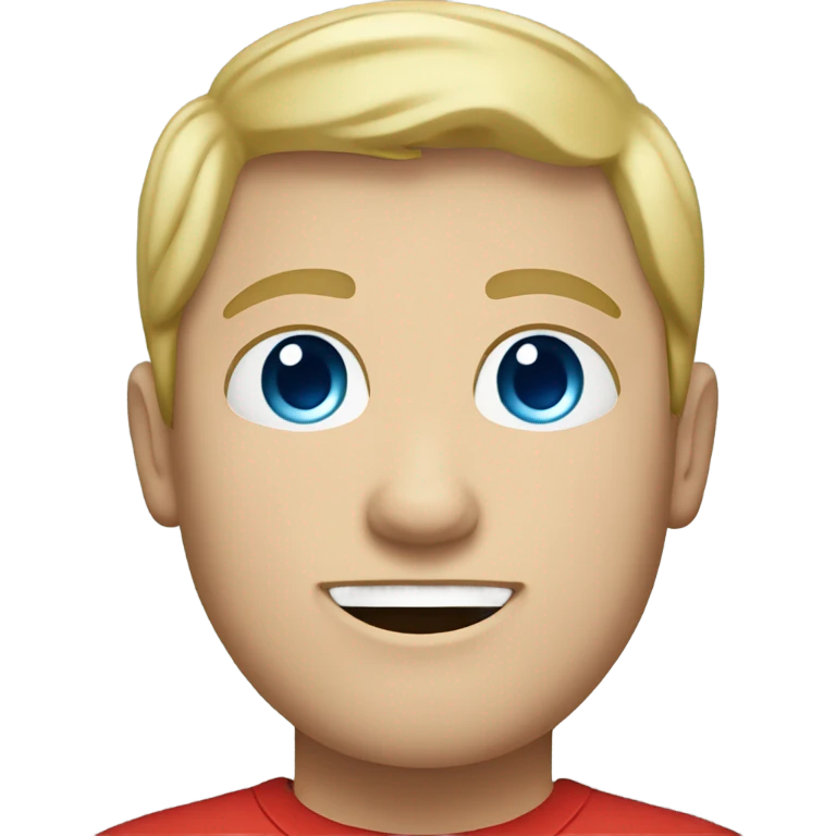 a caucasian, fat, teen with blonde hair and blue eyes in a red shirt emoji