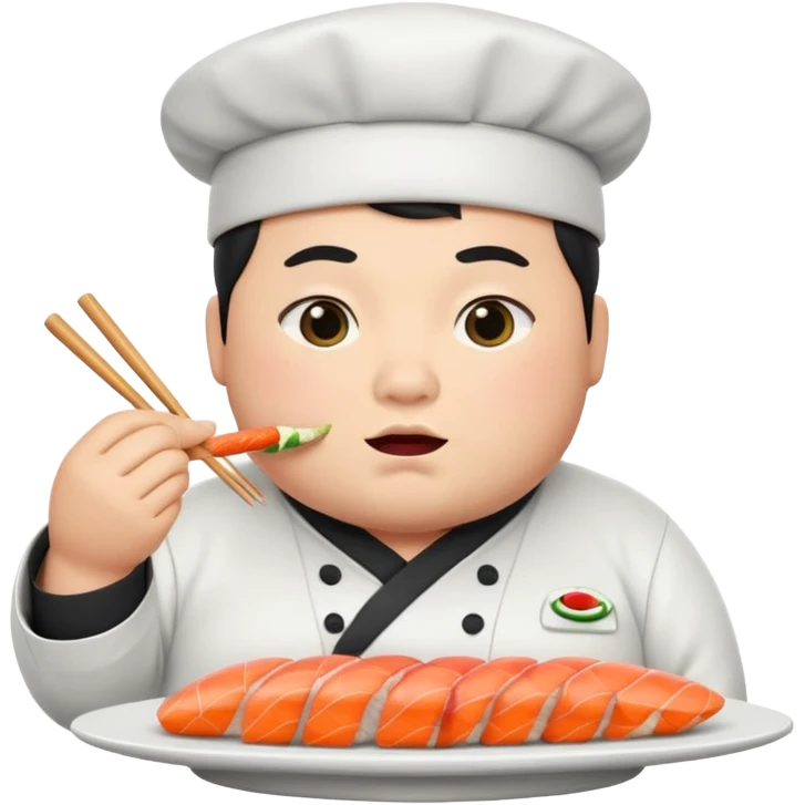 Sushi chef chubby eating lots of sushi emoji