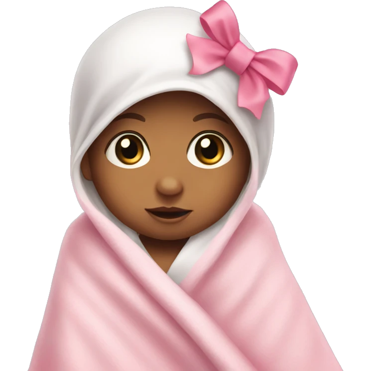 white baby with a pink bow and pink blanket  emoji