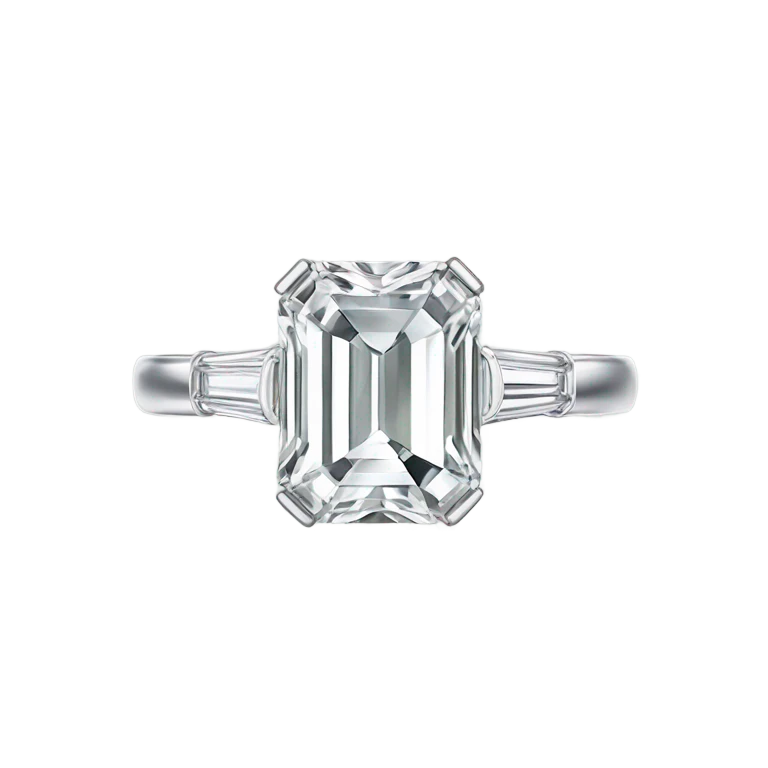 solitaire emerald cut diamond ring  emoji