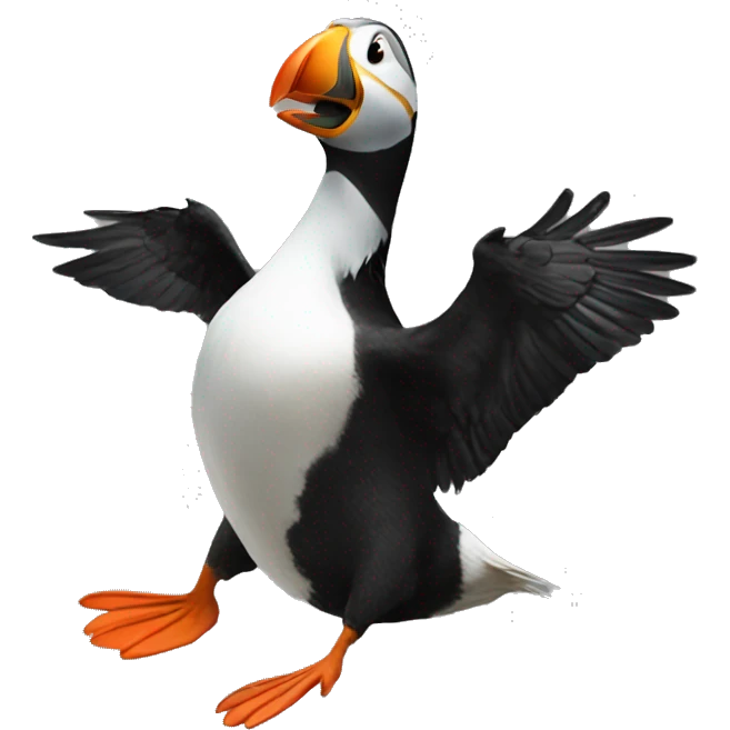 Trump riding a puffin emoji