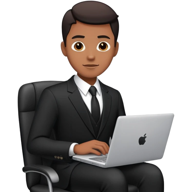 Man in black business suit with laptop emoji