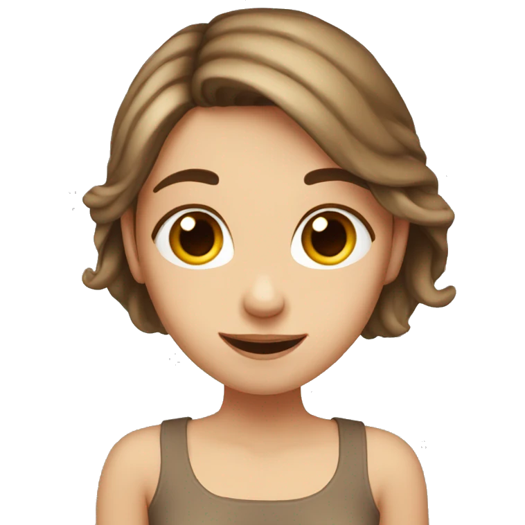 White beautiful girl but her silly emotions (brown hair) emoji