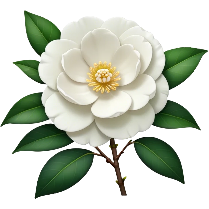 single White Camellia Japonica, straight stem emoji