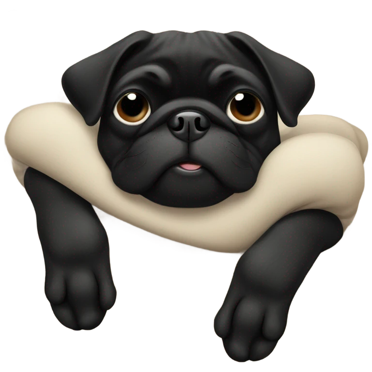 Black pug sleeping upside down with feet in the air emoji