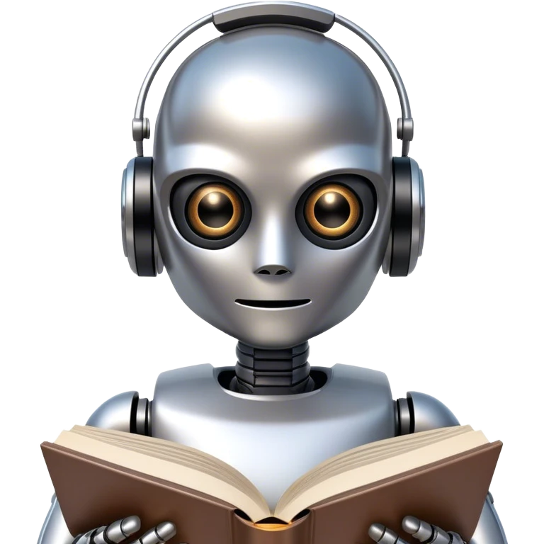 Ai  robot reading a big book emoji