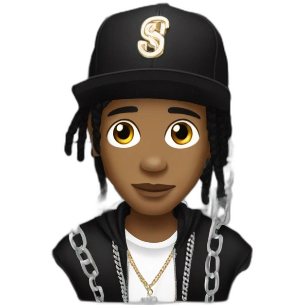 rapper asap rocky with black beany and chain emoji