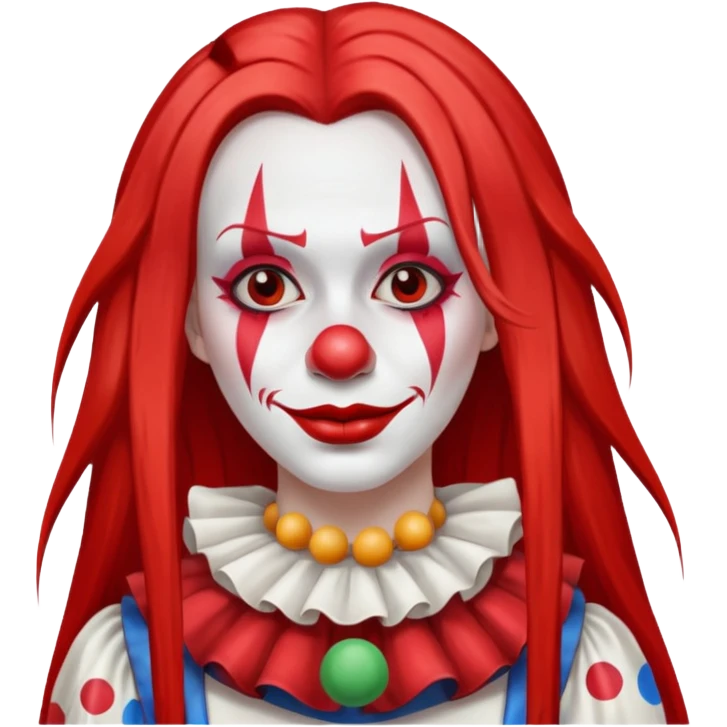 red straight very  long hair female clown emoji